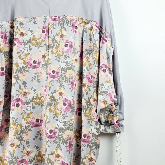 Umgee Women's Floral Hi Lo Oversize Peasant Top Toggle Cinching Sleeve Sz S EUC - Picture 7 of 9